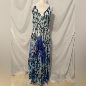 Elegant Blue and White Maxi Dress / Cover Up